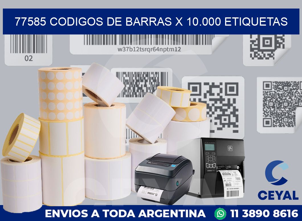 77585 codigos de barras x 10.000 etiquetas