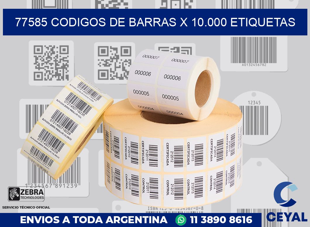 77585 codigos de barras x 10.000 etiquetas