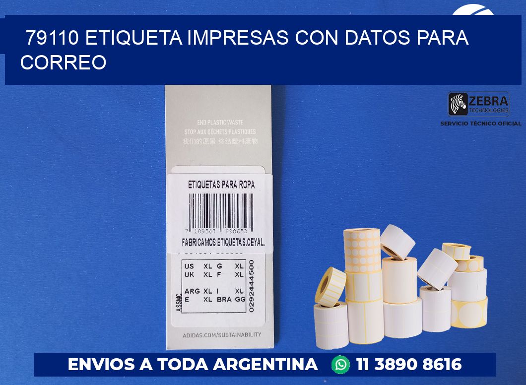 79110 ETIQUETA IMPRESAS CON DATOS PARA CORREO