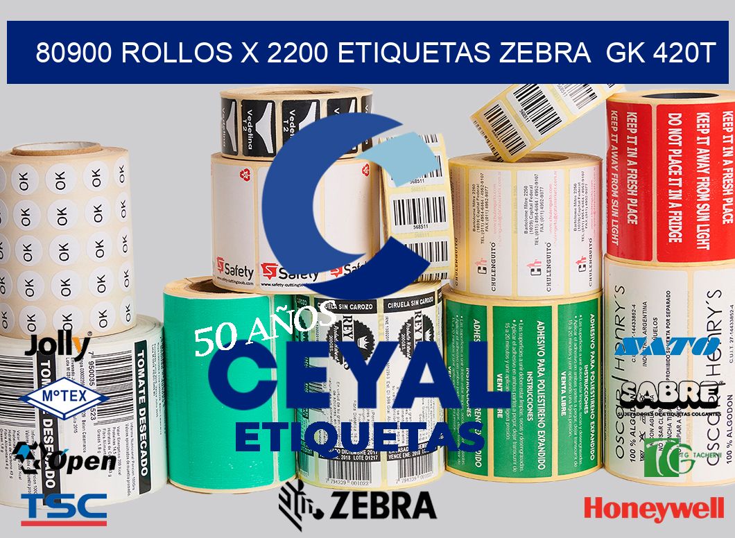 80900 Rollos x 2200 etiquetas zebra  gk 420t