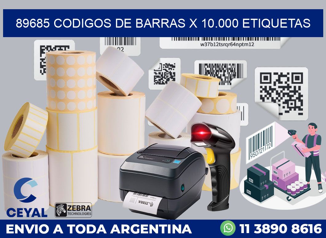 89685 codigos de barras x 10.000 etiquetas