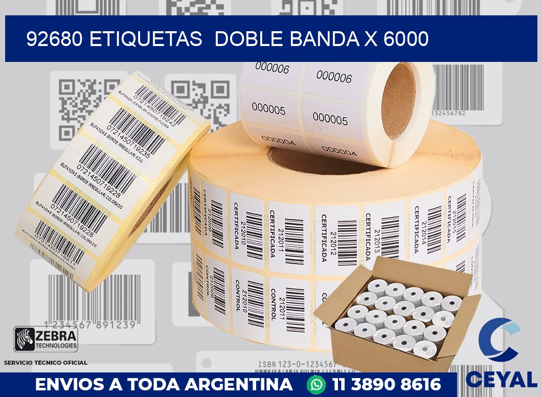 92680 etiquetas  doble banda x 6000