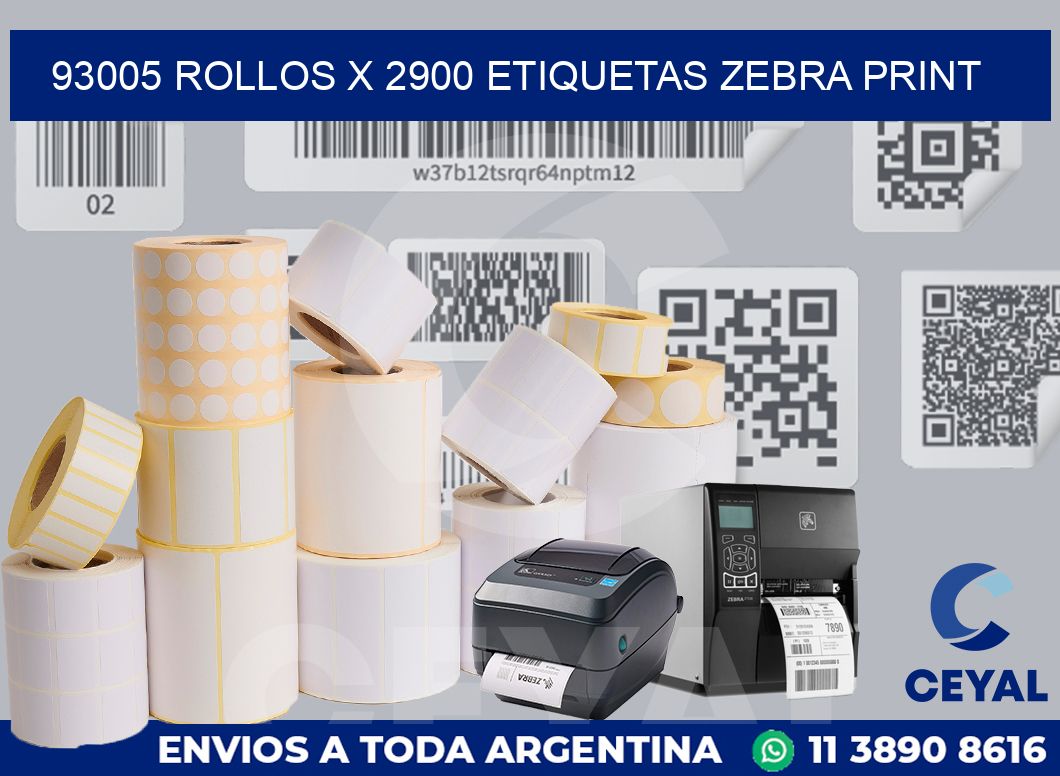 93005 Rollos x 2900 etiquetas zebra print