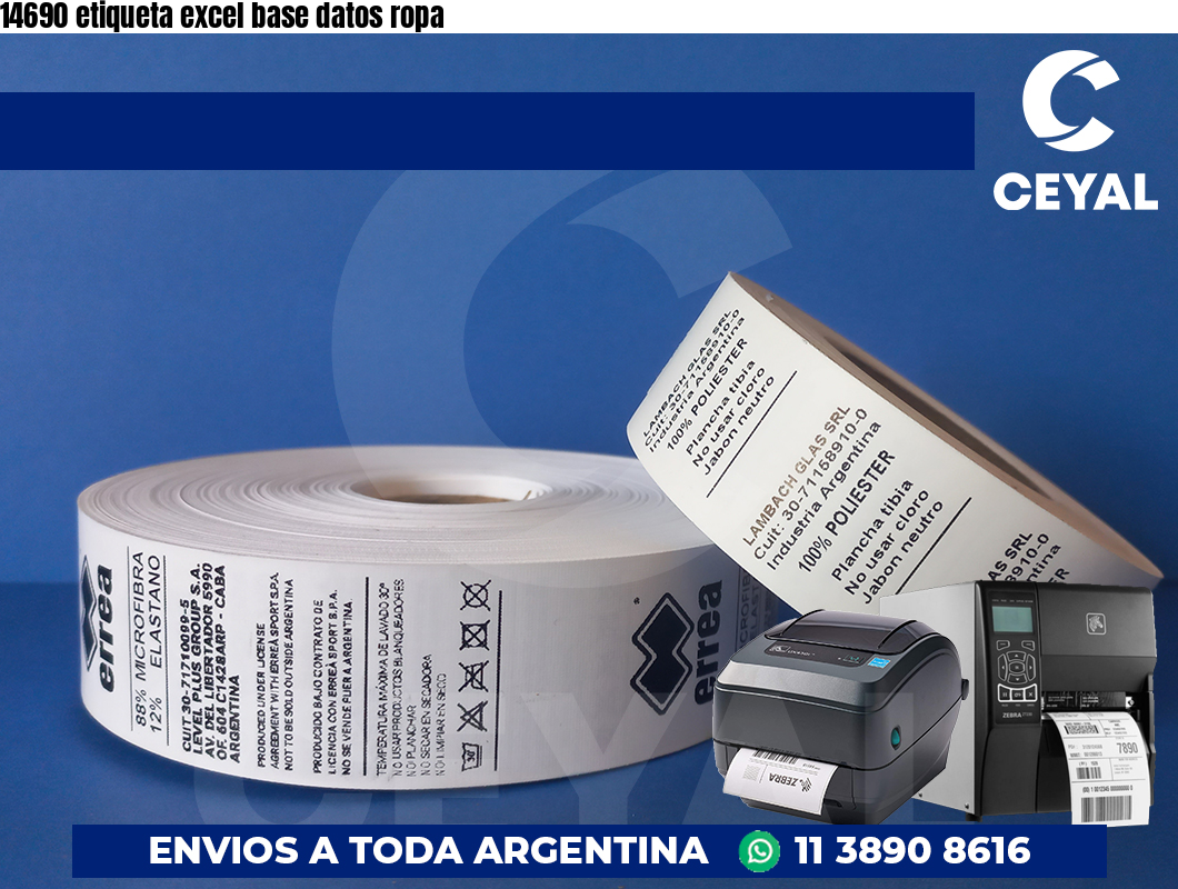 14690 etiqueta excel base datos ropa