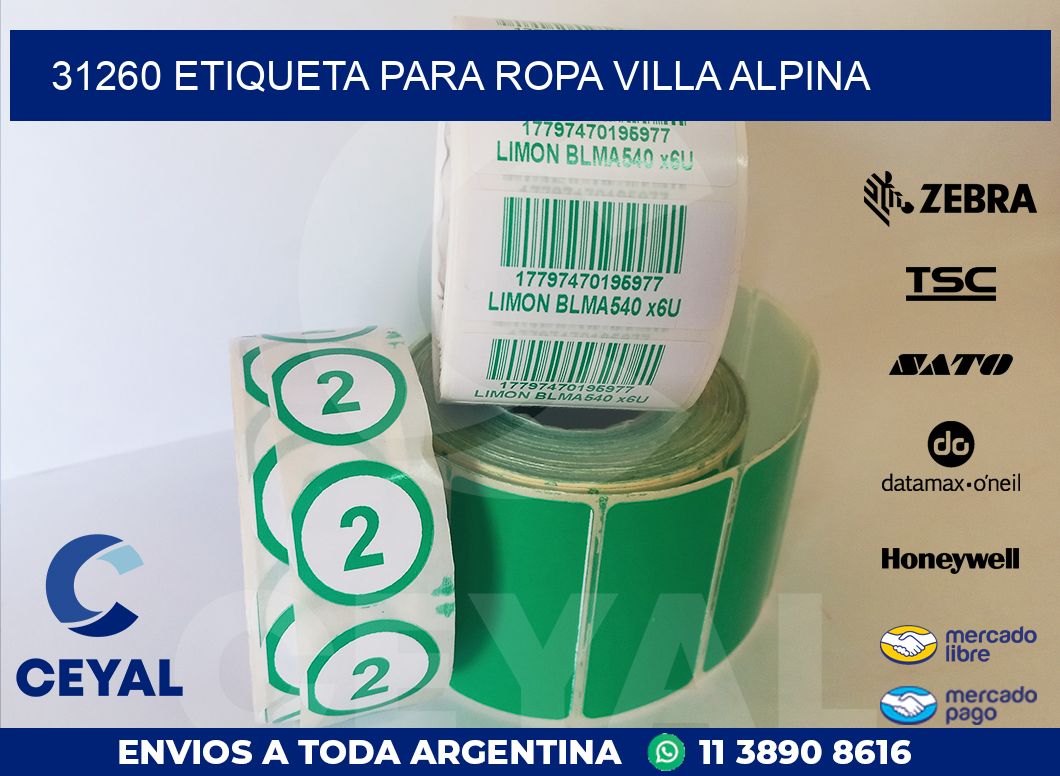31260 ETIQUETA PARA ROPA VILLA ALPINA