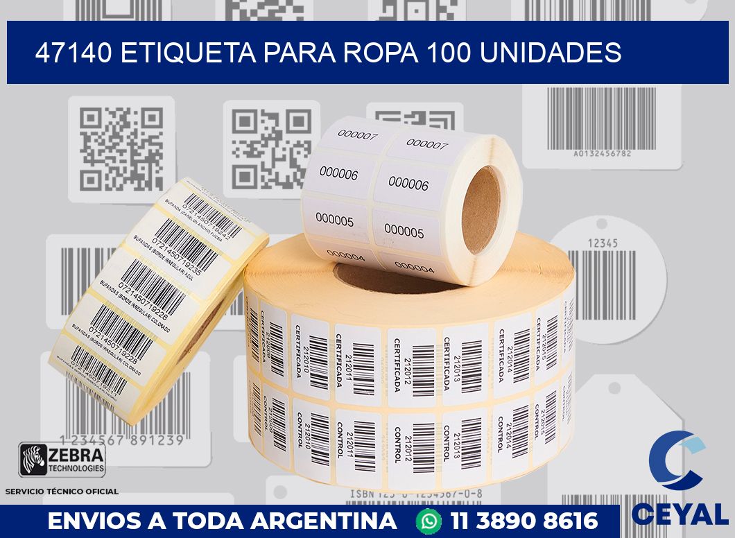 47140 ETIQUETA PARA ROPA 100 UNIDADES
