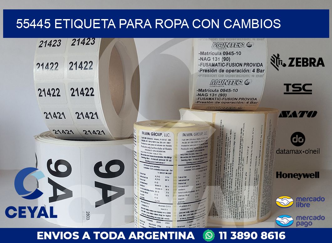 55445 ETIQUETA PARA ROPA CON CAMBIOS
