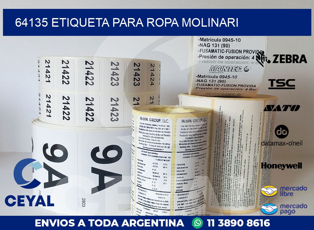 64135 ETIQUETA PARA ROPA MOLINARI