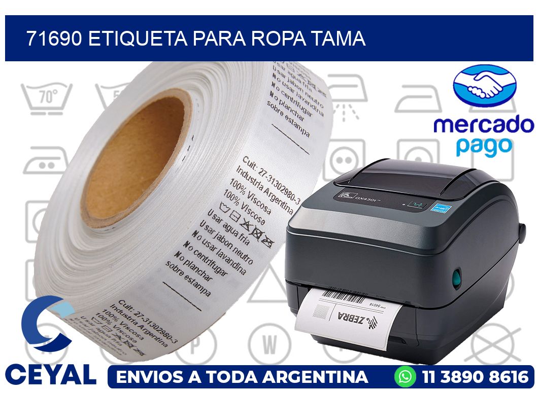 71690 ETIQUETA PARA ROPA TAMA
