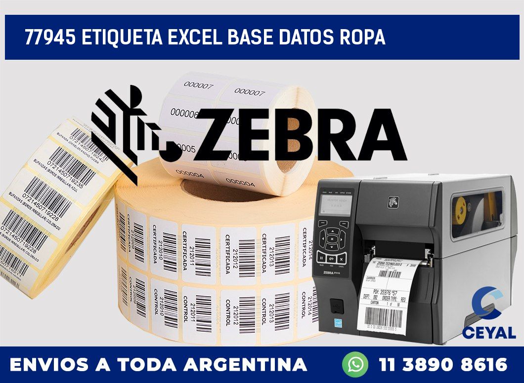 77945 etiqueta excel base datos ropa