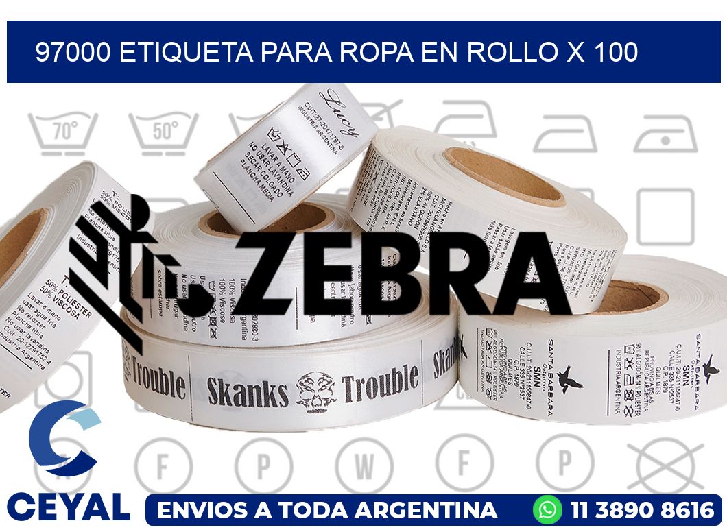 97000 ETIQUETA PARA ROPA EN ROLLO X 100