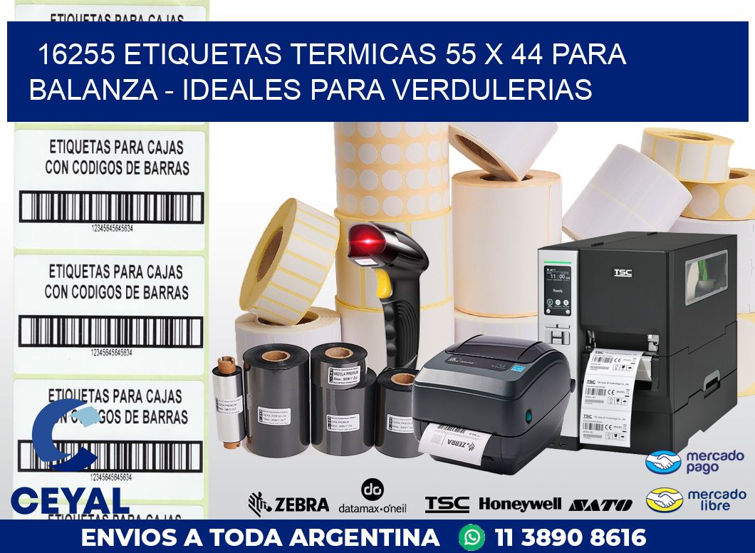 16255 ETIQUETAS TERMICAS 55 X 44 PARA BALANZA – IDEALES PARA VERDULERIAS
