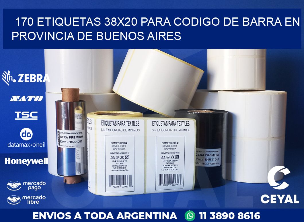 170 ETIQUETAS 38X20 PARA CODIGO DE BARRA EN PROVINCIA DE BUENOS AIRES