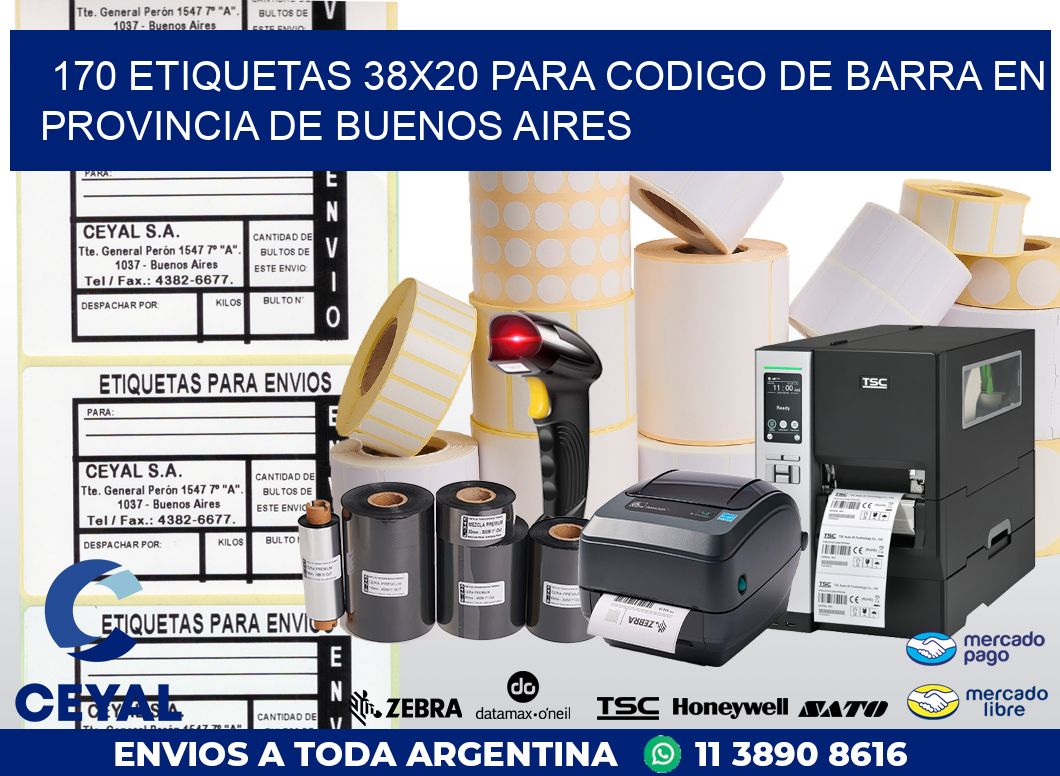 170 ETIQUETAS 38X20 PARA CODIGO DE BARRA EN PROVINCIA DE BUENOS AIRES
