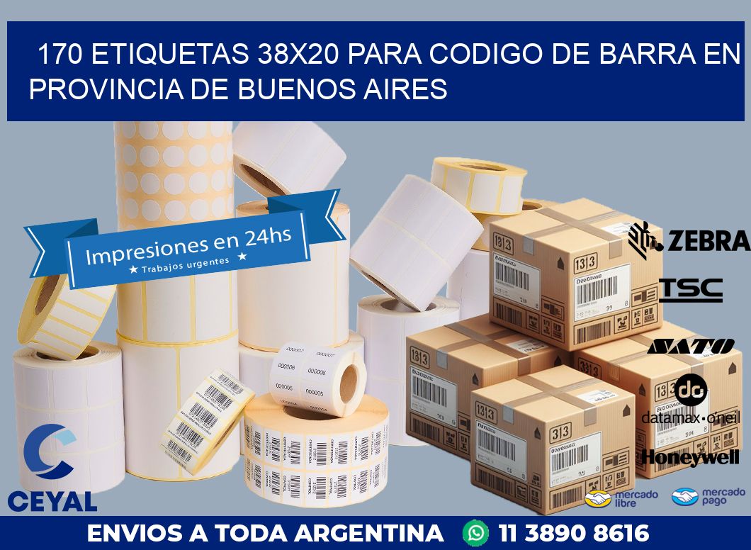170 ETIQUETAS 38X20 PARA CODIGO DE BARRA EN PROVINCIA DE BUENOS AIRES