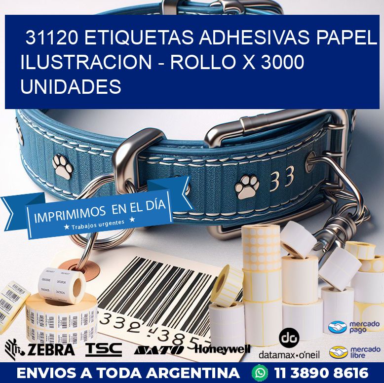 31120 ETIQUETAS ADHESIVAS PAPEL ILUSTRACION – ROLLO X 3000 UNIDADES