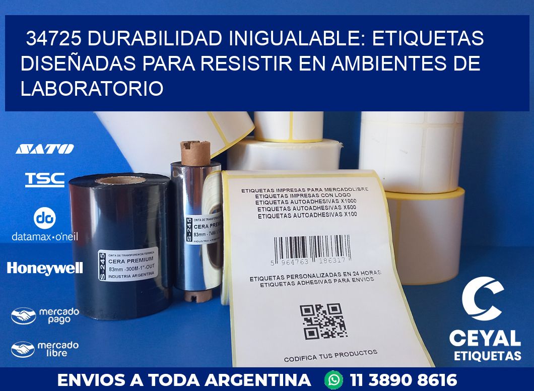34725 DURABILIDAD INIGUALABLE: ETIQUETAS DISEÑADAS PARA RESISTIR EN AMBIENTES DE LABORATORIO