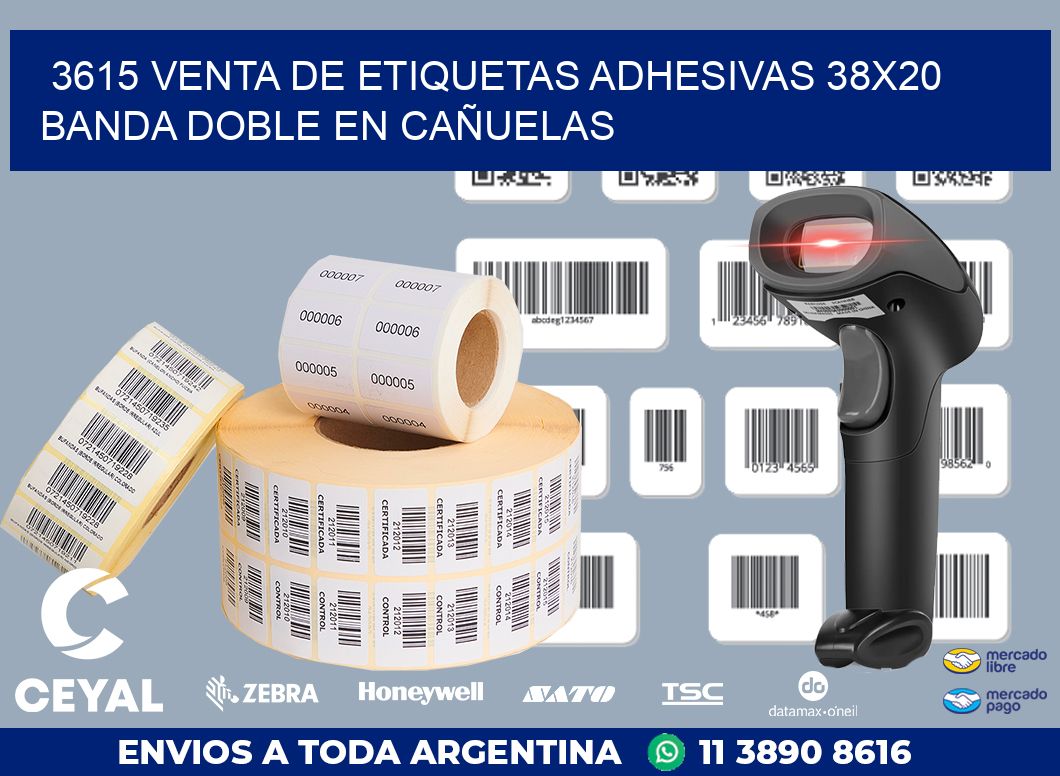 3615 VENTA DE ETIQUETAS ADHESIVAS 38X20 BANDA DOBLE EN CAÑUELAS