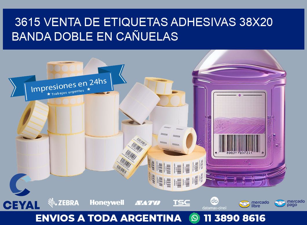 3615 VENTA DE ETIQUETAS ADHESIVAS 38X20 BANDA DOBLE EN CAÑUELAS