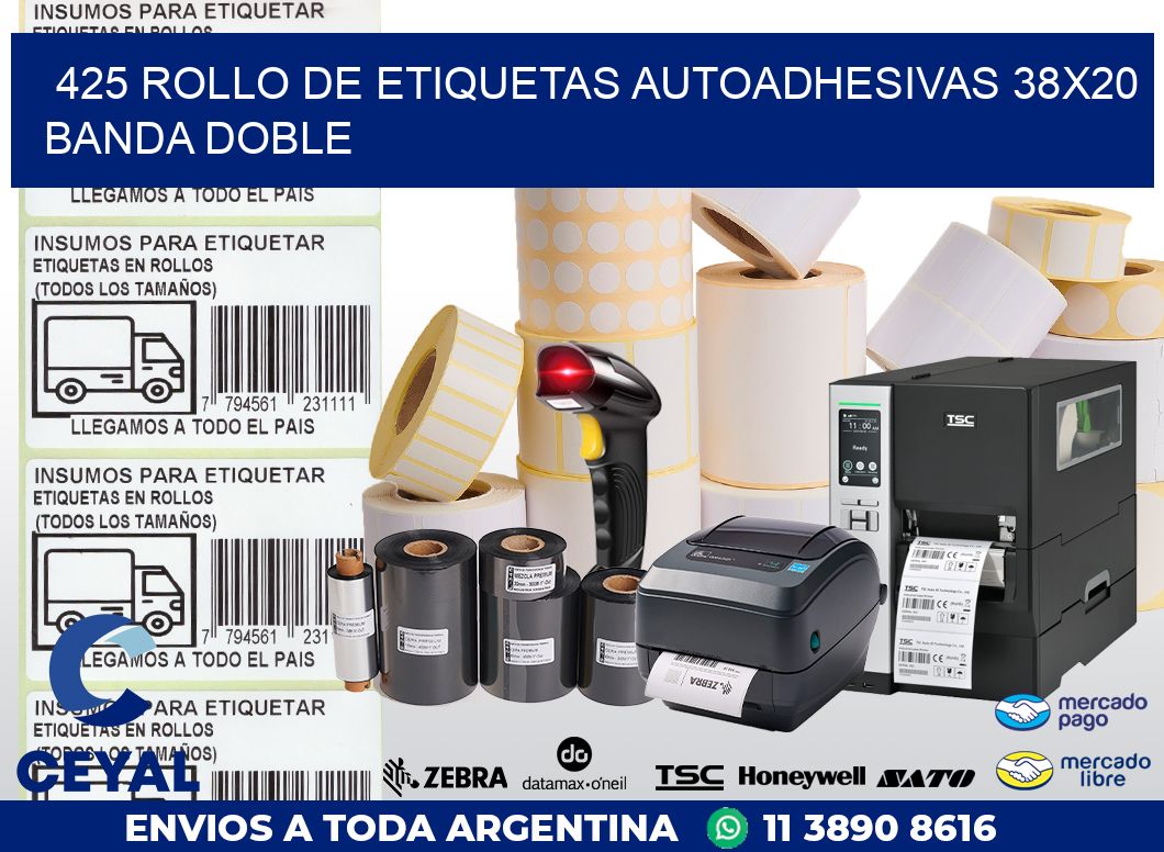 425 ROLLO DE ETIQUETAS AUTOADHESIVAS 38X20 BANDA DOBLE