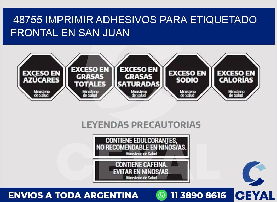 48755 IMPRIMIR ADHESIVOS PARA ETIQUETADO FRONTAL EN SAN JUAN