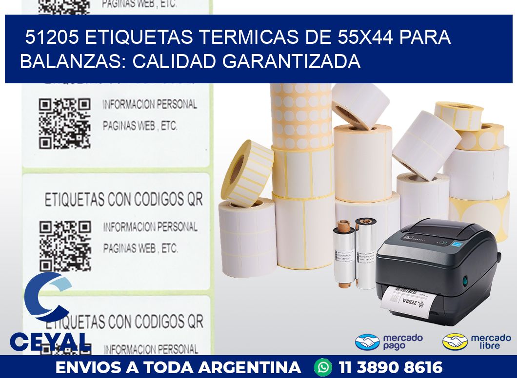 51205 ETIQUETAS TERMICAS DE 55X44 PARA BALANZAS: CALIDAD GARANTIZADA