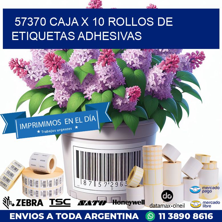 57370 CAJA X 10 ROLLOS DE ETIQUETAS ADHESIVAS