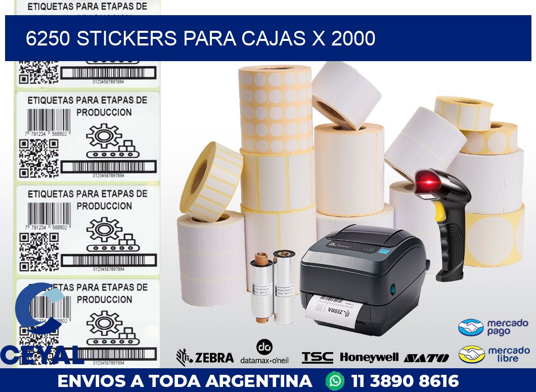 6250 STICKERS PARA CAJAS X 2000