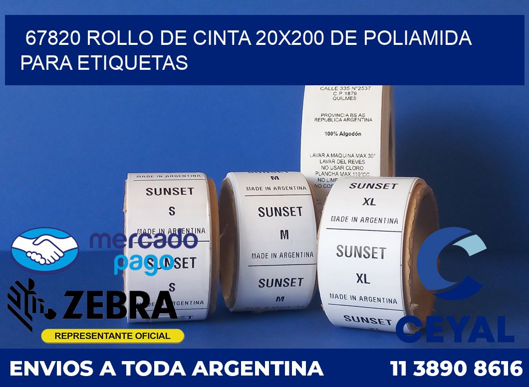 67820 ROLLO DE CINTA 20X200 DE POLIAMIDA PARA ETIQUETAS