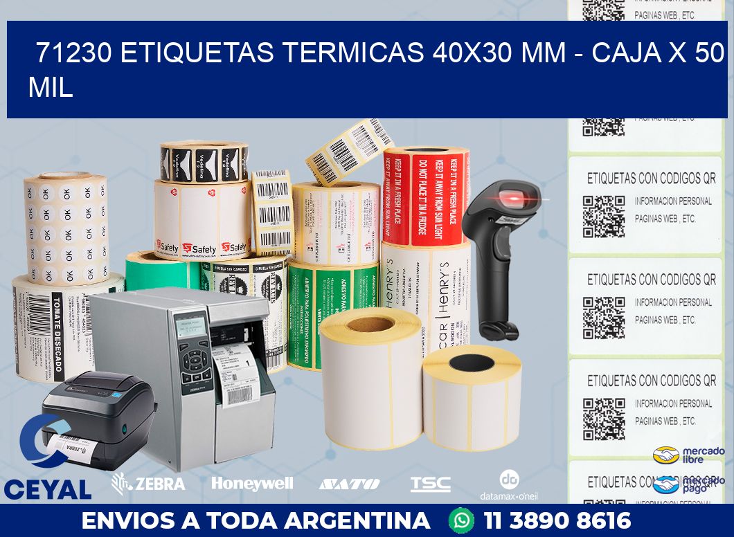 71230 ETIQUETAS TERMICAS 40X30 MM - CAJA X 50 MIL