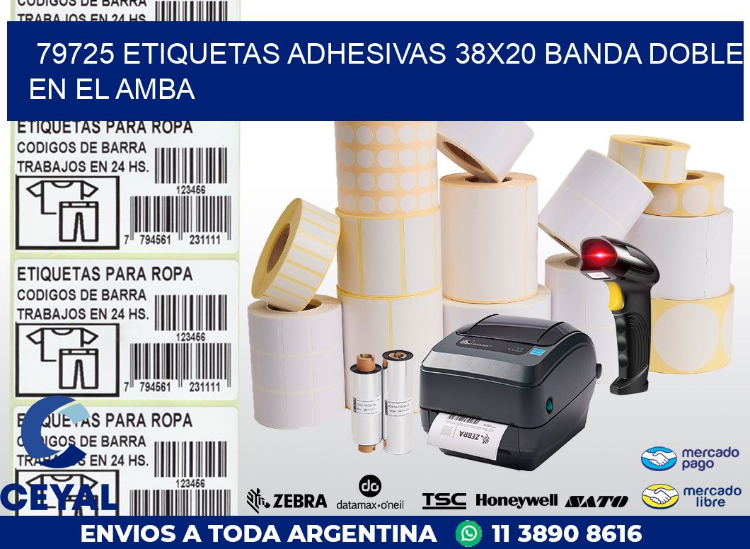 79725 ETIQUETAS ADHESIVAS 38X20 BANDA DOBLE EN EL AMBA