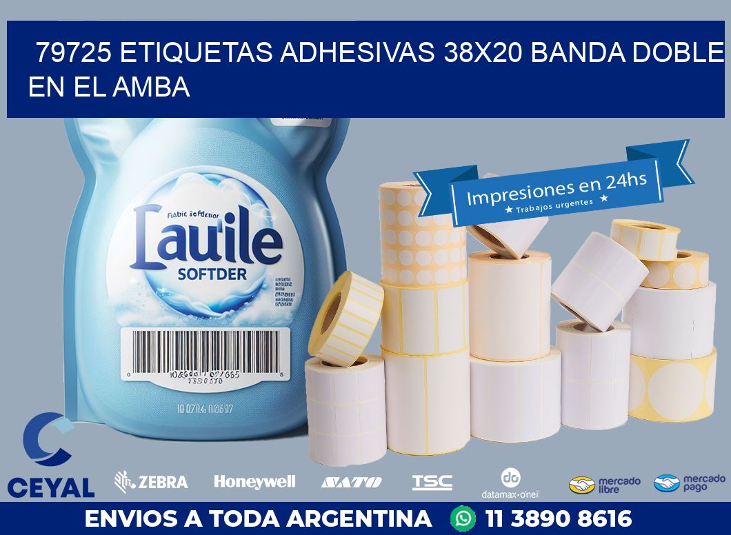 79725 ETIQUETAS ADHESIVAS 38X20 BANDA DOBLE EN EL AMBA