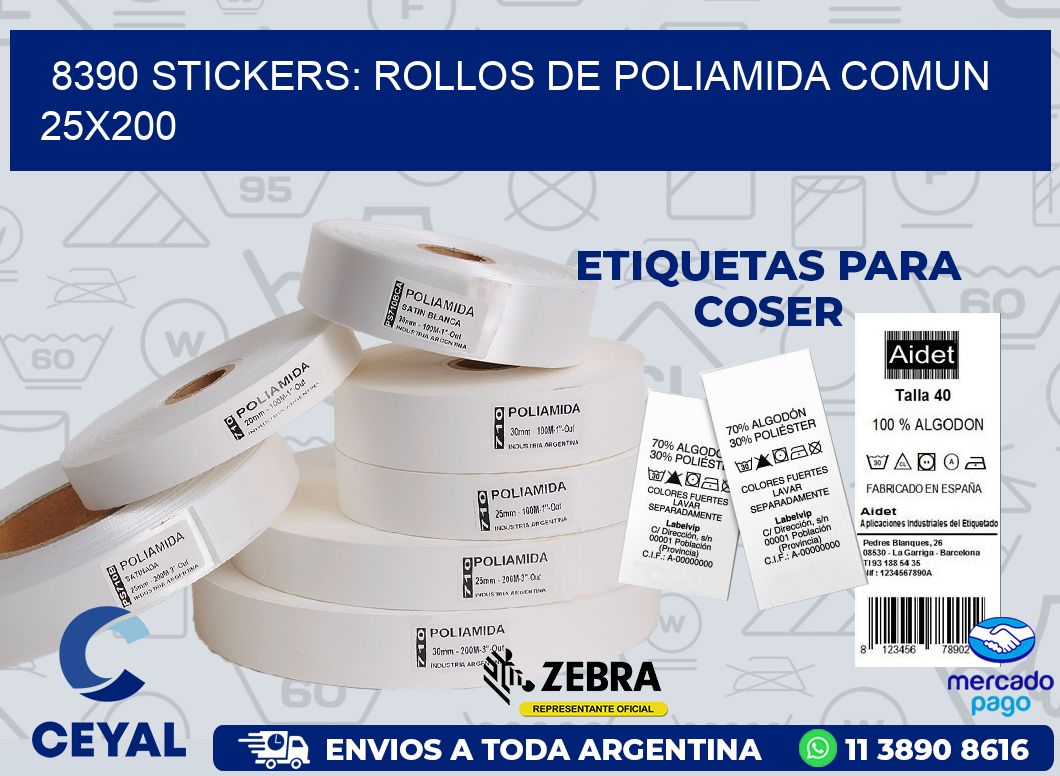 8390 STICKERS: ROLLOS DE POLIAMIDA COMUN 25X200