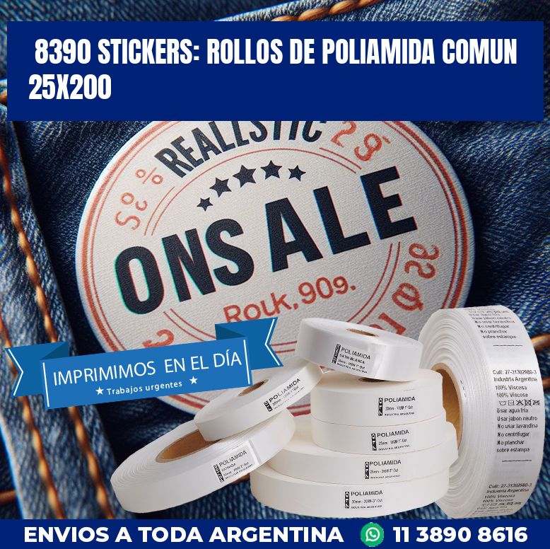 8390 STICKERS: ROLLOS DE POLIAMIDA COMUN 25X200