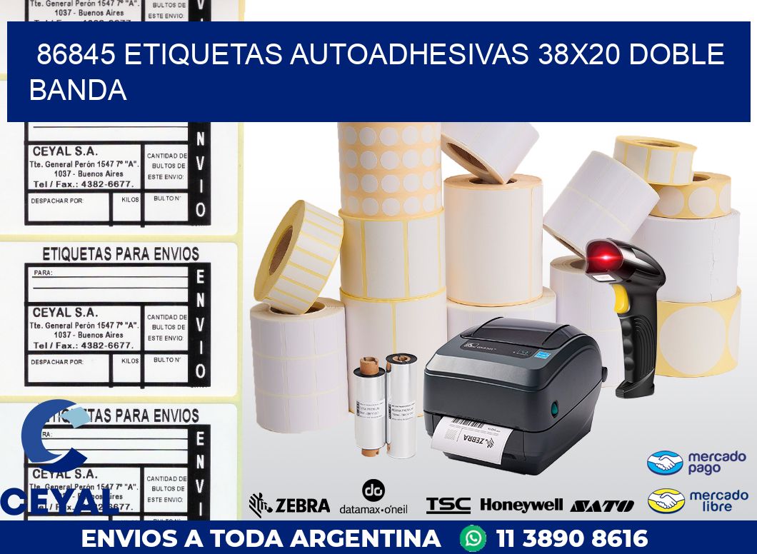 86845 ETIQUETAS AUTOADHESIVAS 38X20 DOBLE BANDA
