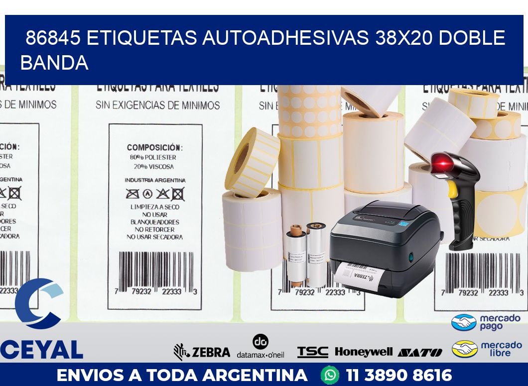 86845 ETIQUETAS AUTOADHESIVAS 38X20 DOBLE BANDA
