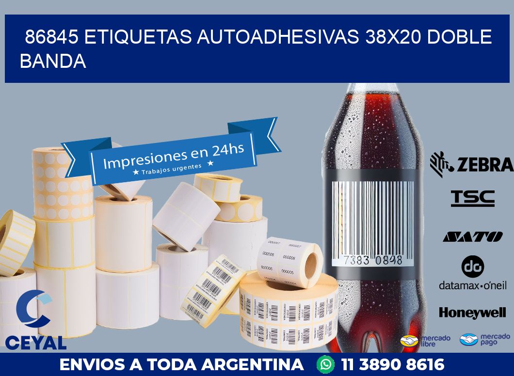 86845 ETIQUETAS AUTOADHESIVAS 38X20 DOBLE BANDA