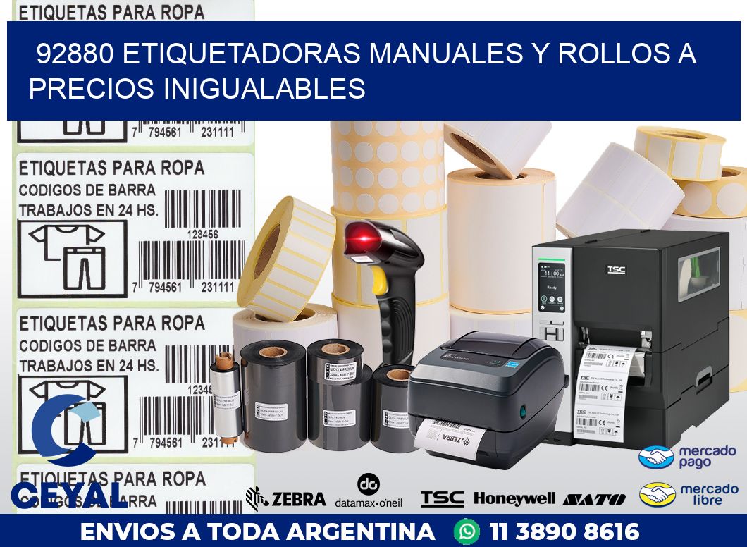 92880 ETIQUETADORAS MANUALES Y ROLLOS A PRECIOS INIGUALABLES