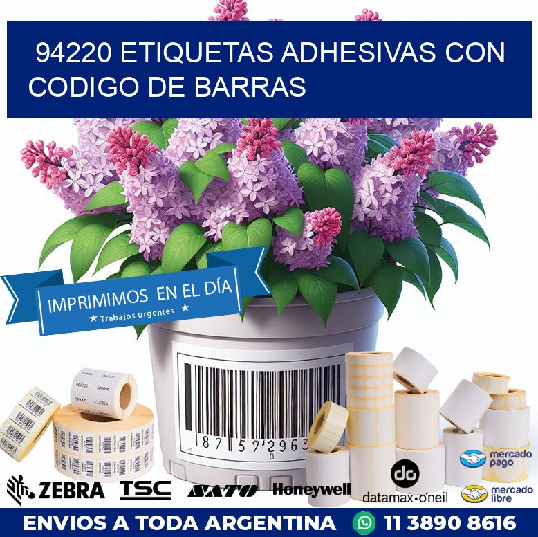 94220 ETIQUETAS ADHESIVAS CON CODIGO DE BARRAS