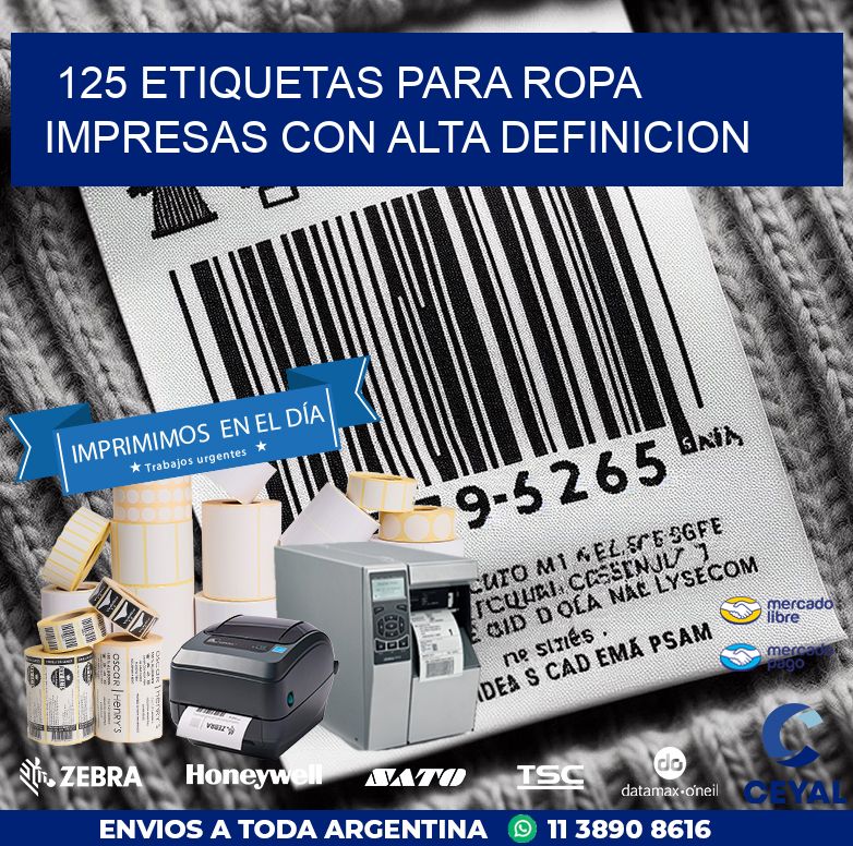 125 ETIQUETAS PARA ROPA IMPRESAS CON ALTA DEFINICION