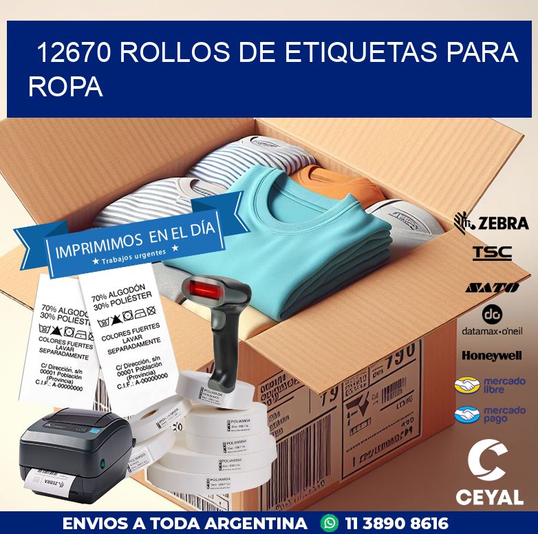 12670 ROLLOS DE ETIQUETAS PARA ROPA