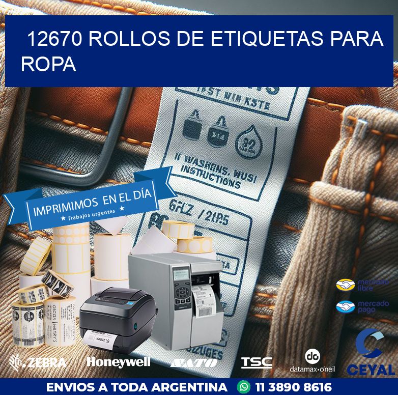 12670 ROLLOS DE ETIQUETAS PARA ROPA
