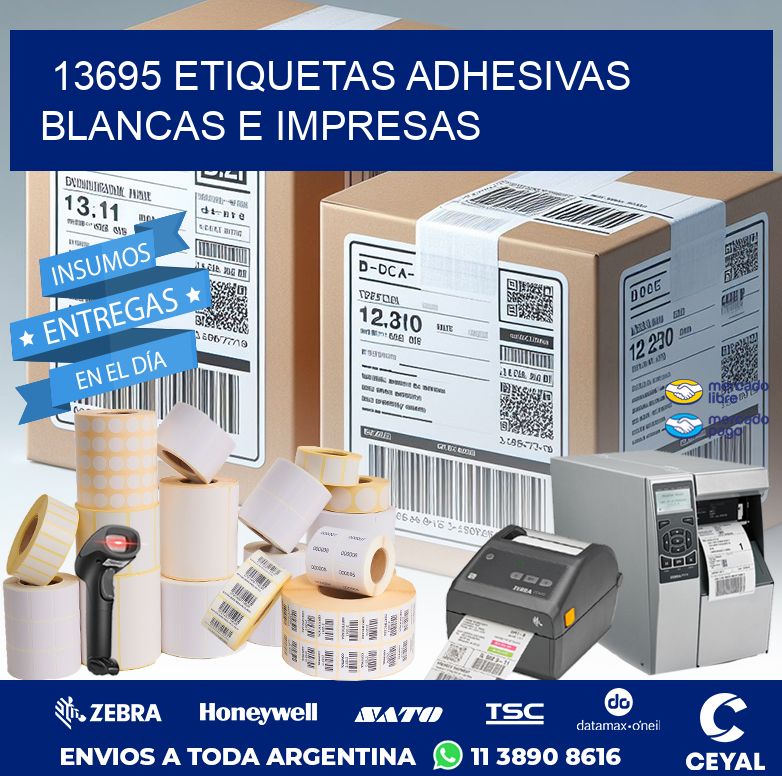 13695 ETIQUETAS ADHESIVAS BLANCAS E IMPRESAS