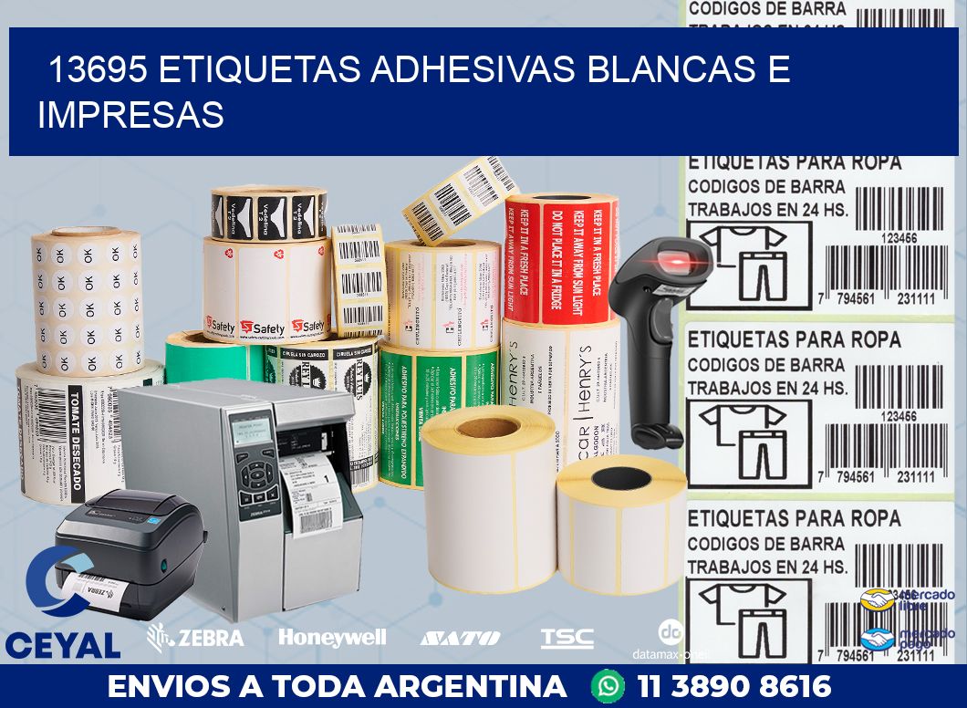 13695 ETIQUETAS ADHESIVAS BLANCAS E IMPRESAS