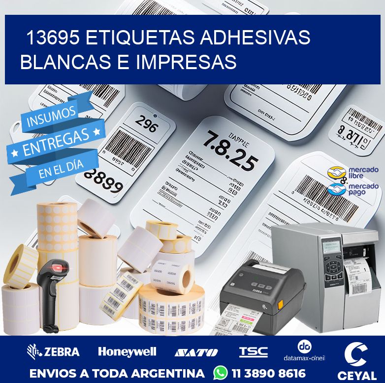 13695 ETIQUETAS ADHESIVAS BLANCAS E IMPRESAS