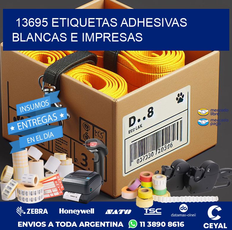 13695 ETIQUETAS ADHESIVAS BLANCAS E IMPRESAS