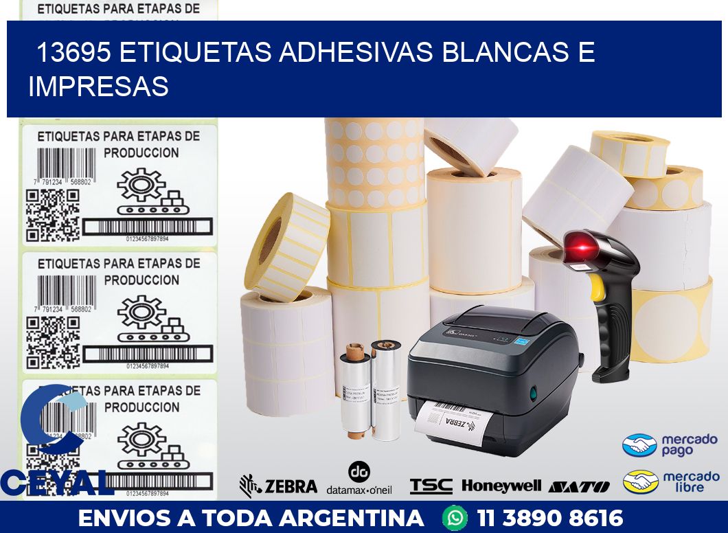 13695 ETIQUETAS ADHESIVAS BLANCAS E IMPRESAS