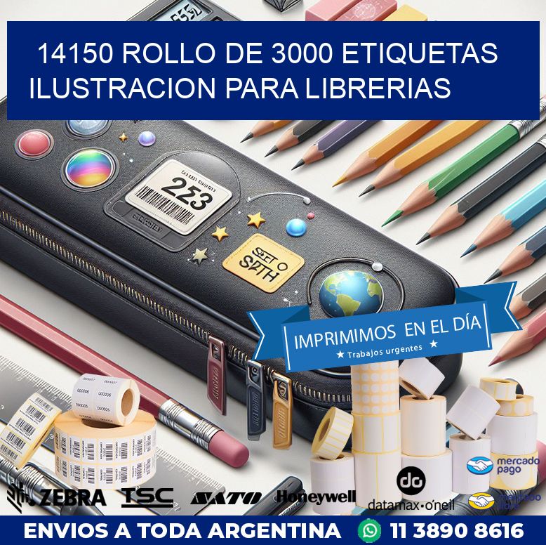 14150 ROLLO DE 3000 ETIQUETAS ILUSTRACION PARA LIBRERIAS