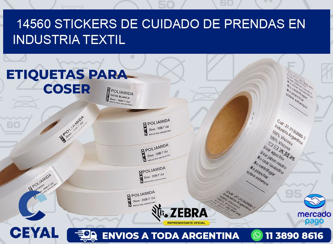 14560 STICKERS DE CUIDADO DE PRENDAS EN INDUSTRIA TEXTIL