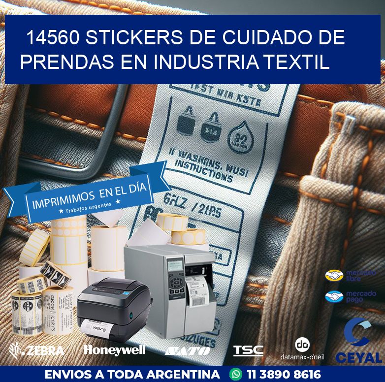 14560 STICKERS DE CUIDADO DE PRENDAS EN INDUSTRIA TEXTIL